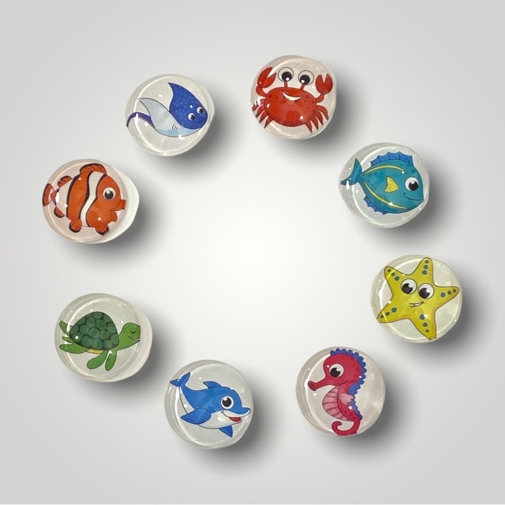 Set of 8 𝑯𝒂𝒏𝒅𝒎𝒂𝒅𝒆 Sea Animal Cabachon Magnets 1” Gift 🎁 Ocean - Picture 10 of 14